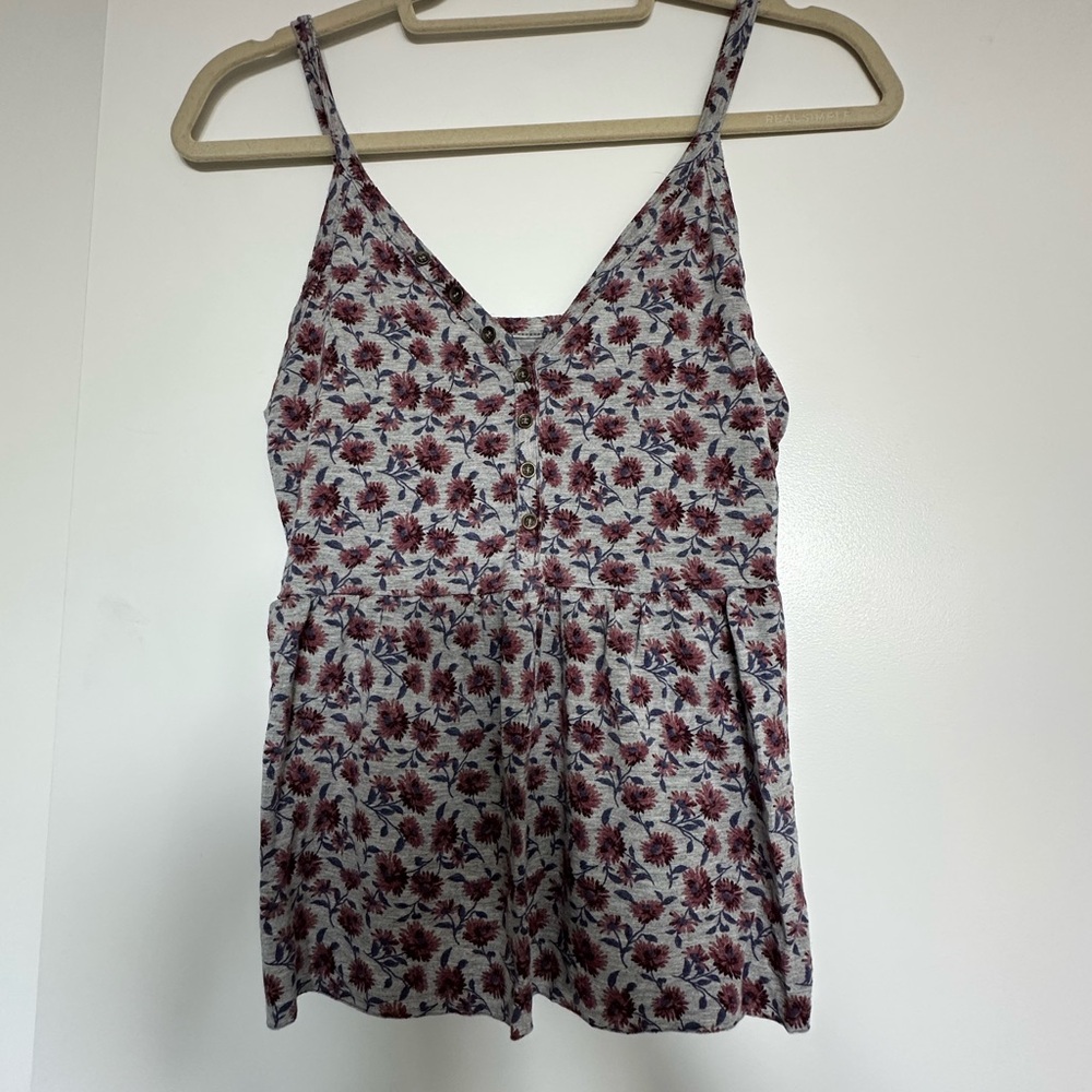 American Eagle Outfitters Burgundy Floral Tank